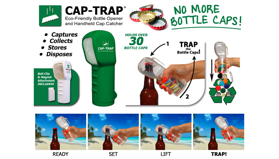 CAP-TRAP® Eco-Friendly Bottle Opener and Handheld Cap Catcher
